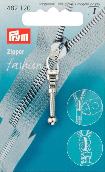 Fashion-Zipper Kugelstab silberfarben