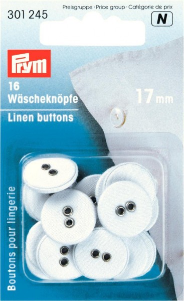 Wäscheknöpfe Ø 17 mm weiß mit Stoffbezug